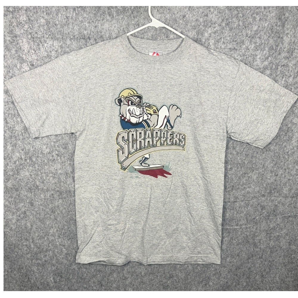 Majestic Mahoning Valley Scrappers MiLB Baseball T-Shirt Mens Large Grayโ 1130P